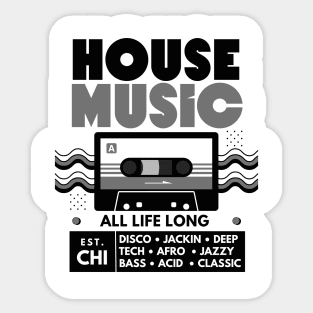 HOUSE MUSIC  - Cassette  (Grey/Black) Sticker